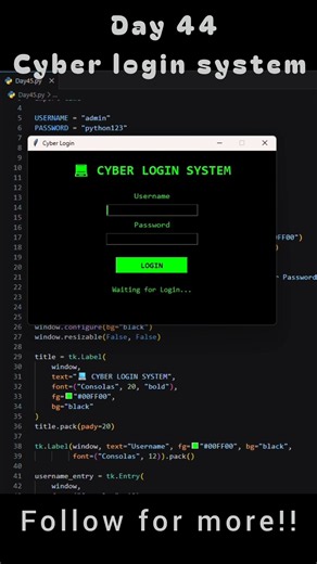 Build a Hacker Login Screen in Python 💻 | Tkinter GUI Project #pydev #tkinter #pybytes #pyportal