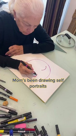 Mom's Self Portrait Drawing Process