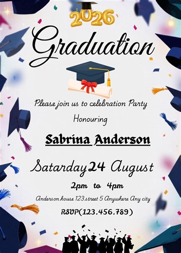 Graduation Party Invitation, Class of 2025 Invite, Blue Graduation Announcement, Self-Editable Digital Download, Printable Grad Card