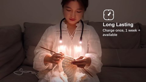 Gritin LED Neck Reading Light,Book Light for Reading in Bed-Eye Caring 3 Colors, Dimmable Brightness, Bendable Arms, 80+Hrs Runtime, Neck Round Design, Comfortable &Lightweight for Crafting, Knitting