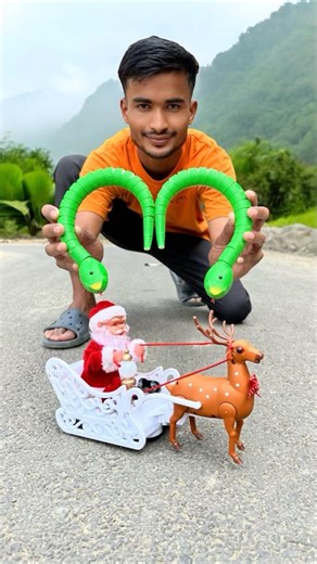 2 Rc Snake Vs Rc Santa Claus Sleigh and Reindeer Gift