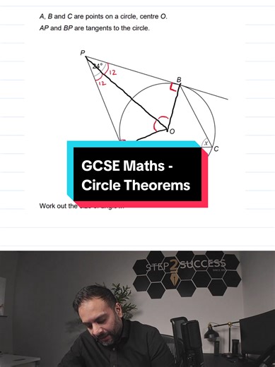 Another circle theorems question - these sometimes require you to draw additional lines to the diagram, so don't assume you can't do that! #StudyTok #GCSE #stem #STEMTok #GCSEMaths