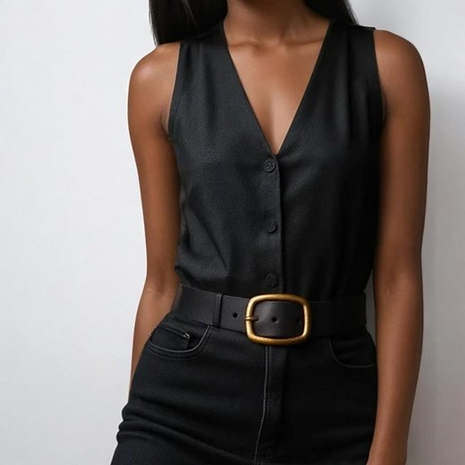 Black Leather Belt With Gold Buckle, Made in Canada, Full Grain Leather Belt , Womens Leather Belt, High Waisted Leather Belt for Curves - Etsy