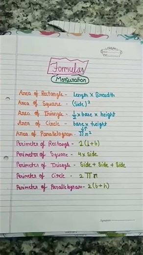 MATHS formula for class6 7,8