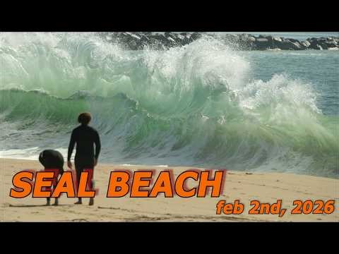 Seal Beach surfing and sights. 4K Footage. Feb 2nd 2026