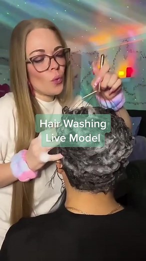 Who volunteers next 🙋 #relaxing #hairplay #hairwashing #headmassage #hairasmr #hairbrushing #livestream #asmrvideo #asmrsounds #massage #tingles #satisfying #bubbles #spa