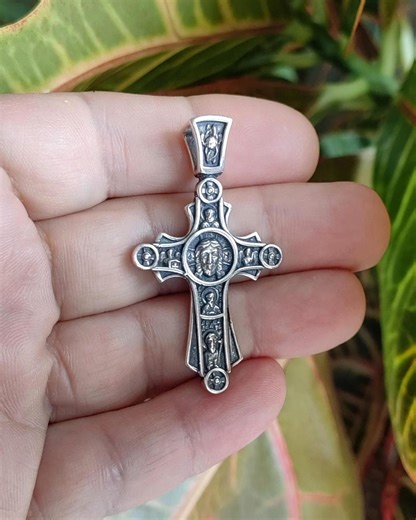 Large Silver Cross, Silver Cross Necklace, Men's Silver Cross, Gift for Him, Gift for Her, Religious Gift, Crucifix Necklace, Baptism Gift - Etsy