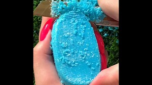 Aqua blue bar soap scraping smoothly ASMR