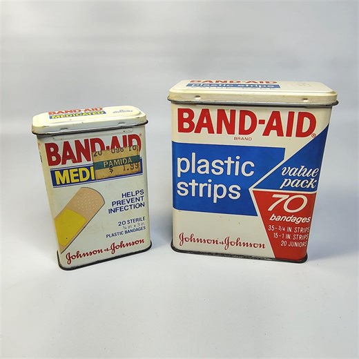 Vintage 1970s & 1980s Band-aid Metal Tin Containers (AF#254) - Etsy