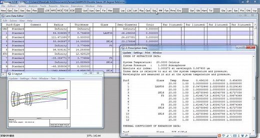ZEMAX 光学系统玻璃材料的分析优化