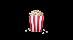 Movie Snack Spectacle: In and out of a basket of popcorn with an alpha channel