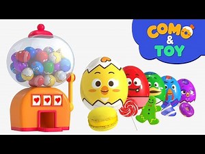 Como | Egg Gumball machine 3D | Learn colors and words | Cartoon video for kids | Como Kids TV