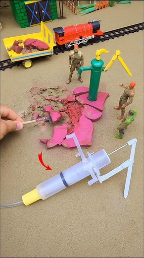 mini water handpump scienceproject with purple concrete & mixer diytractor cow farm #596 #shorts #yt