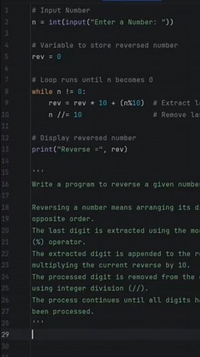Reverse #python #pycharm #pythonprogramming #pythonforbeginners #coding #python3 #pythontutorial