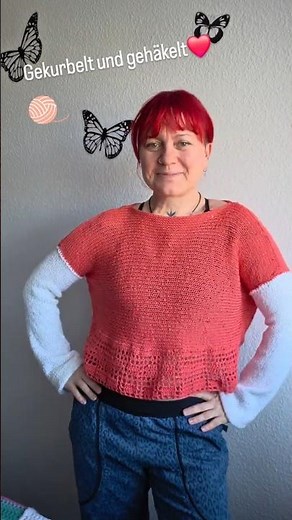 Gehäkelt und gekurbelt.Wollte ich euch gern zeigen🥰Wie findet ihr den Pulli😂? #häkeln #yarn