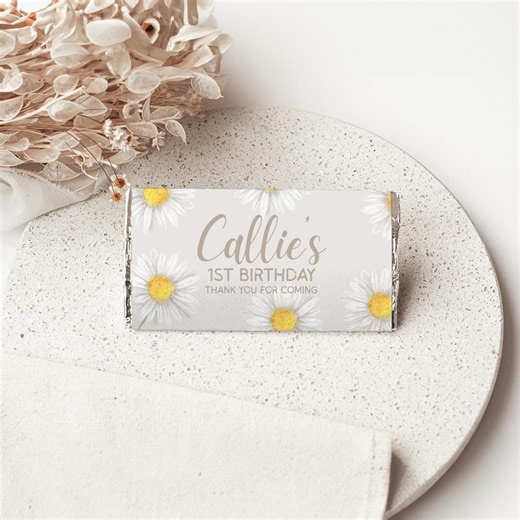 Editable Daisy Chocolate Bar Wrapper | Floral Candy Bar Template | Printable Birthday Favor Download DA01 - Etsy