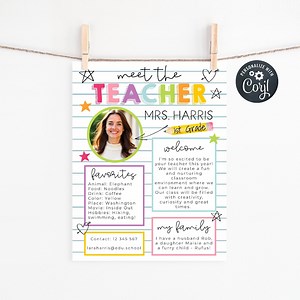 Meet the Teacher Classroom Introduction Template, Printable Back to School Handout, Editable School Open House Flyer, Digital Download - Etsy