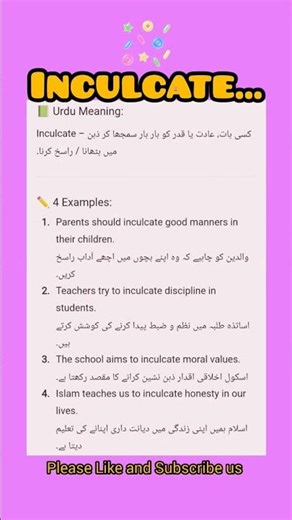 Inculcate Meaning with Examples.