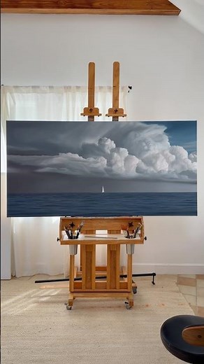 Harbor Rain | 36x72” | Oil on Linen #paintingprocess #art #oilpainting #painting #seascape