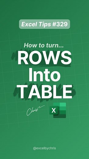 Christian Colombo | The Excel Guru on Instagram: "Should I tell my boss this Excel Hack? 😅 In this tutorial, you'll learn how to turn rows into table in Exvel using functions. #excel #exceltips #exceltricks #spreadsheets #workhacks #accounting #corporate"