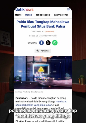 Cara Aman Pakai Internet Banking Logo bank bisa dipalsukan. Yang harus lu cek dulu: dari mana lu masuk dan alamat situsnya. Jangan login m-banking dari link WA, SMS, DM, iklan, atau komentar. Buka aplikasi resmi, atau ketik alamat manual. Kirim ke orang yang sering pakai internet banking. #KeamananDigital #KeamananSiber #PenipuanOnline #InternetBanking #PenipuanUang