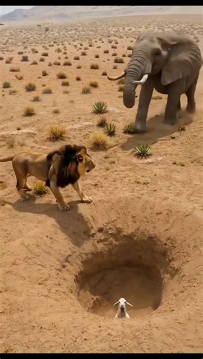“Elephant Saves Goat From Lion 😱”#shorts #animalshorts #viralshorts