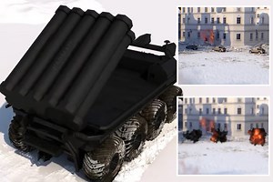 Terrifying robot tanks lock onto targets and fire kamikaze bomber drones