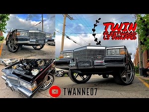 LS swapped Cadillac Coupe Deville on 26” Savini Rims