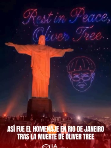 Así fue el homenaje en Río de Janeiro tras la muerte de Oliver Tree Tras la trágica noticia del fallecimiento del cantante estadounidense en un accidente de helicóptero la ciudad hizo un homenaje ilumninando el cielo junto al cristo redentor - - - #olivertree #olivertreefans #olivertreeforever #olivertreemusic #laneveranews