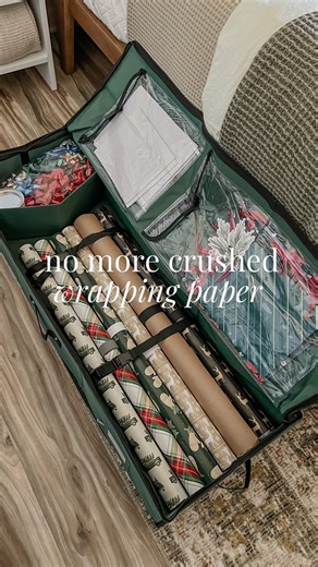 Lela | Organized-ish on Instagram: "I’m on year 3 of this wrapping paper organizer and I still love it so much! If you’re tired of tripping over wrinkled wrapping paper, comment LINK and I’ll send you the deets. 👏🏼 #organizingideas #amazonhome #homeorganization #wrappingpresents #giftwrappingideas"