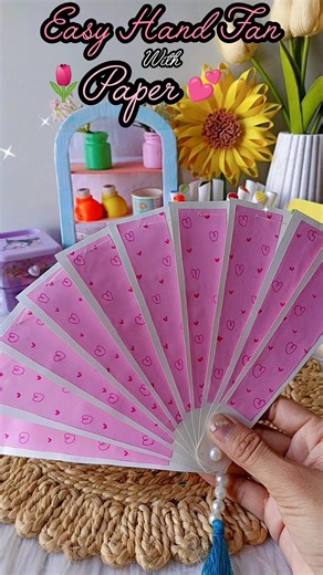 Easy Paper Hand Fan💕✨#diy #handmade #craft #happy #shorts #viralshorts
