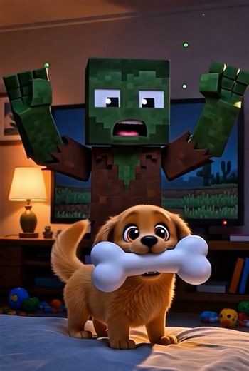 Puppy Makes Friends with a REAL Minecraft Zombie! 🧟‍♂️🐶 #MinecraftIRL