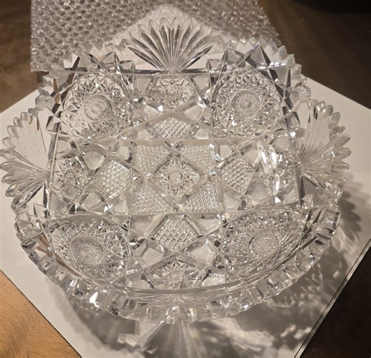 Antique Brilliant Cut Glass Large Round Bowl Ultra Rare ABP Super Stunning Sparkling Dish - Etsy