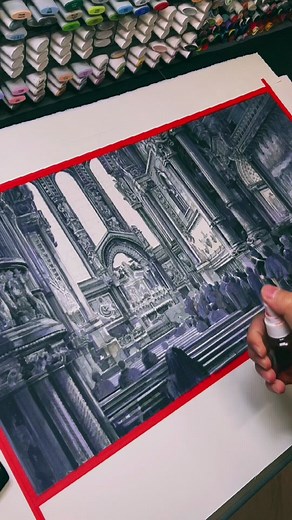 The Church Drawing | Hand-Drawn Architectural Illustration