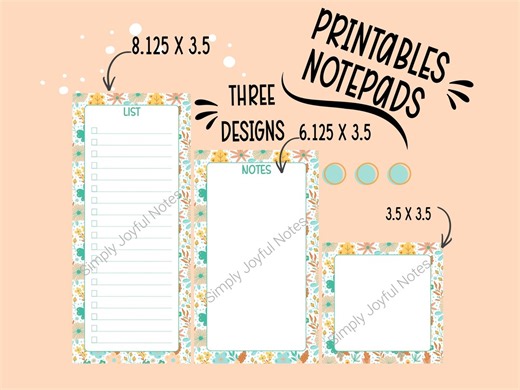Floral Printable Notepad Bundle | Bright Flowers (PDF & PNG) | Instant Download - Etsy