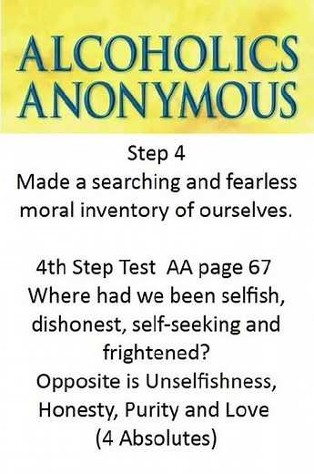 AA - 4th Step Test - Where had we been selfish, dishonest, self-seeking and frightened ?