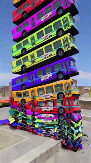 200 Buses Fell From Sky 😱💥 | Ultimate BeamNG Drive Crash Test #shorts