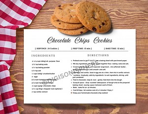 Editable Recipe Card Template – 4x6 Printable PDF   Canva – Minimal Cookie Recipe Card – Instant Download - Etsy