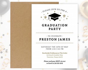 2026 Graduation Party Invitations: High School or College Graduation, Kraft Envelope, With RSVP - Etsy
