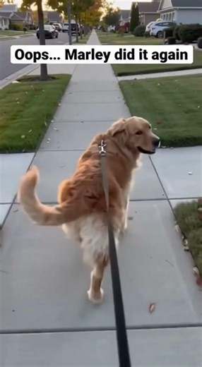 Golden retriever's unexpected hip wiggle dance 🕺