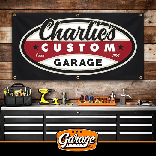 Custom Garage Banner Sign: Personalized Muscle Car Hot Rod Shop Wall Art - Etsy