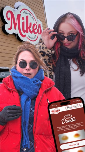 Chrystine & Vanessa on Instagram: "L’énergie de décider : ❌ L’énergie de manger : ✅🍕 pub Pas besoin de se casser la tête avec la promo Duetto chez @toujoursmikes . 110 combinaisons possibles, des prix abordables... et même un générateur en ligne pour les éternels indécis comme nous! 💁‍♀️💁‍♀️ CONCOURS 🌟Décris ton duetto de rêve en commentaire et cours la chance de gagner une carte-cadeau Toujours Mikes d’une valeur de 100$ pour aller vivre le rêve à ton tour. Le ti