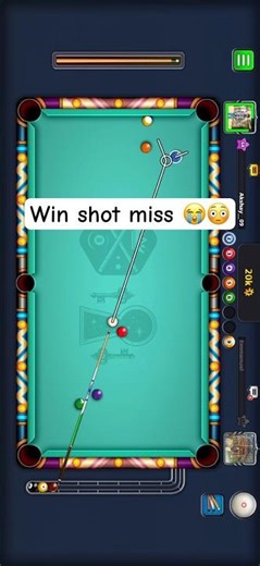 Wins shot miss 😭😱 #8ballpool #miniclip #youtubeshorts #viralshorts #shortsfeed #gaming #games