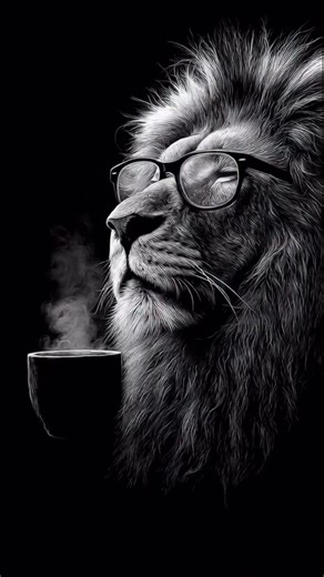 Lion Enjoys Coffee Time ☕️
