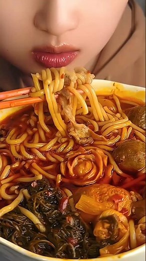How To Eat Fast Spicy Noodles ASMR #mukbang #food #eating #noodles
