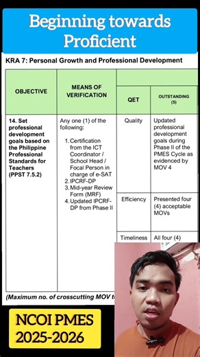 PART V. Achieve Outstanding Rating (5.0) in NCOI: PMES 2025-2026 MOVs | PPST Indicator 7.4.2 | Beginning Towards Proficient | Teacher I-III #DepEd #PMES #ppst #beginningtowardsproficient