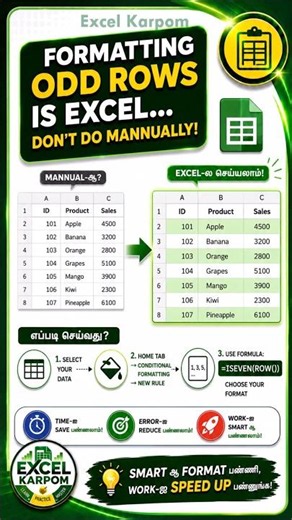 Excel Conditional Formatting | Highlight Odd Rows Automatically | Don't Format Manually!
