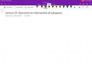 Lecture 22: Linear Algebra ( Questions on intersection of subspaces)