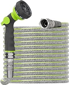 50 FT Non-Expandable Garden Hose – Heavy Duty Flexible Water Hose for Home & Yard Use, 1/2" ID, 3/4" Solid Swivel Fittings, Kink & Leak Resistant