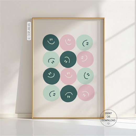 Smiley Poster, Happy Face Print, Positive Wall Decor - Etsy